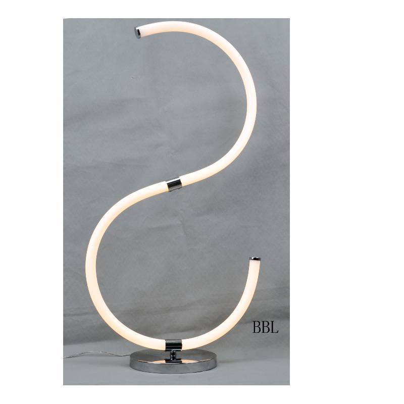 Lampada da tavolo a LED con tubo acrilico a forma di S.