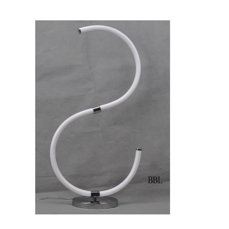 Lampada da tavolo a LED con tubo acrilico a forma di S.